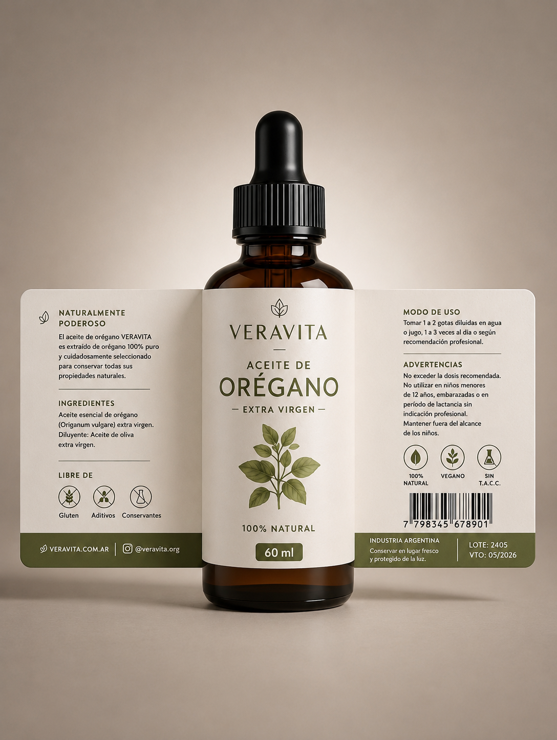 Aceite Esencial de Orégano Veravita 60 ml