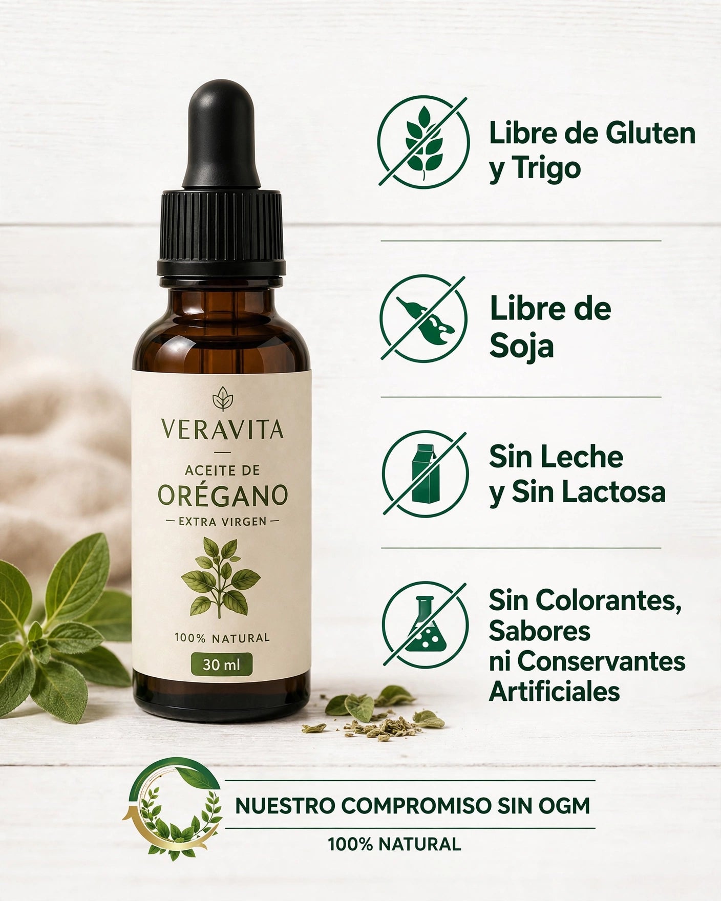 Aceite Esencial de Orégano Veravita 30 ml
